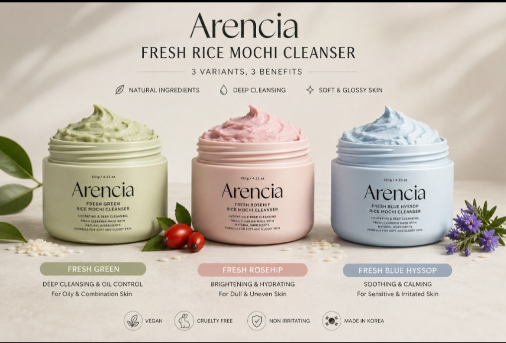 Arencia Fresh Green Rice Mochi Cleanser | Deep Cleansing & Hydrating Facial Cleanser (120g)