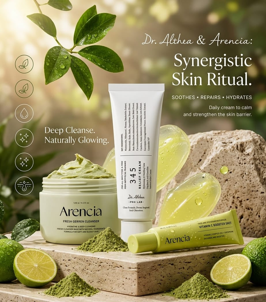 Ultimate Glass Skin Trio | Arencia Cleanser + Vitamin C Booster + Dr. Althea 345 Relief Cream